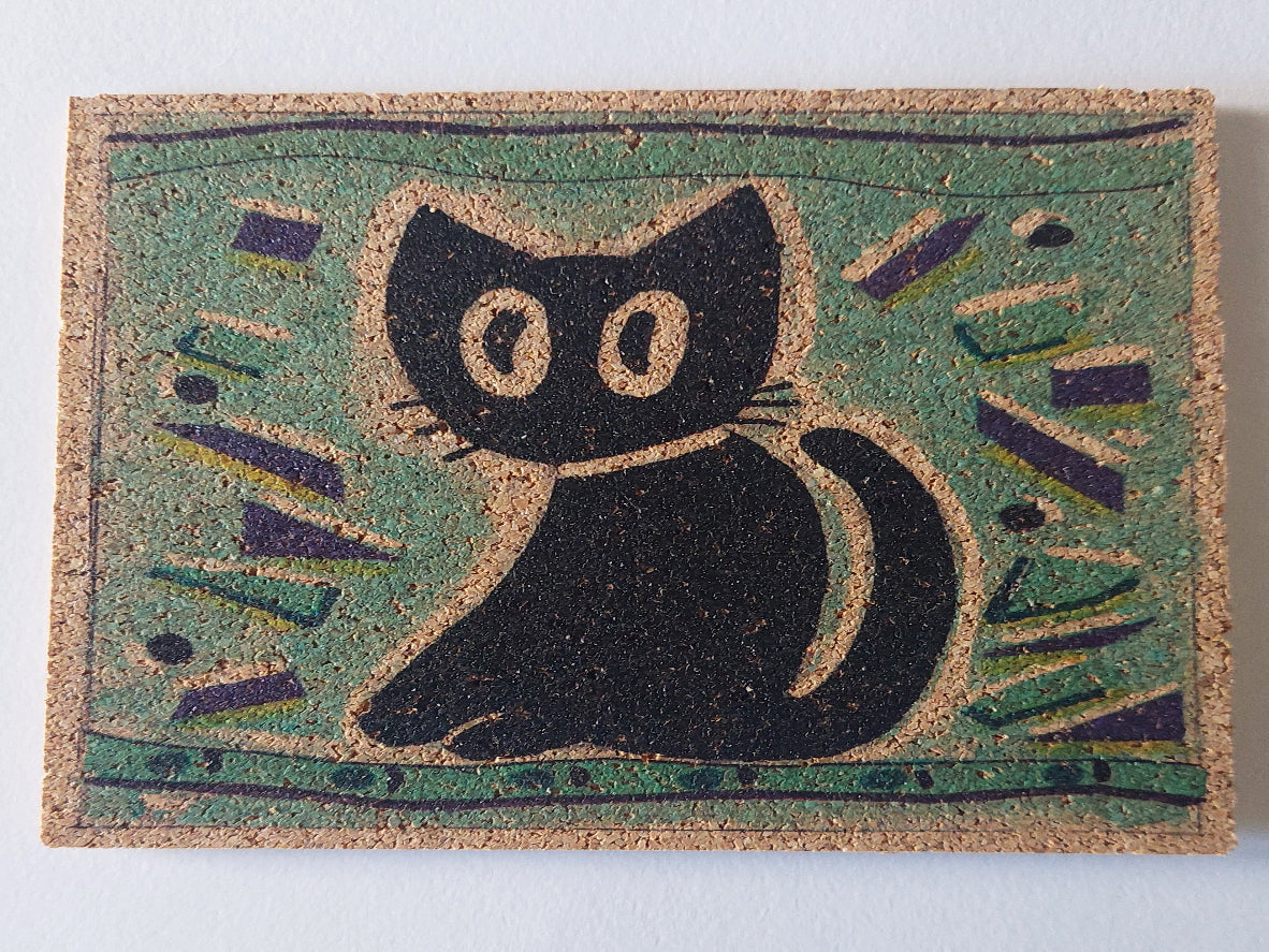 Handmade Cork Coaster Set with Unique Icon Designs