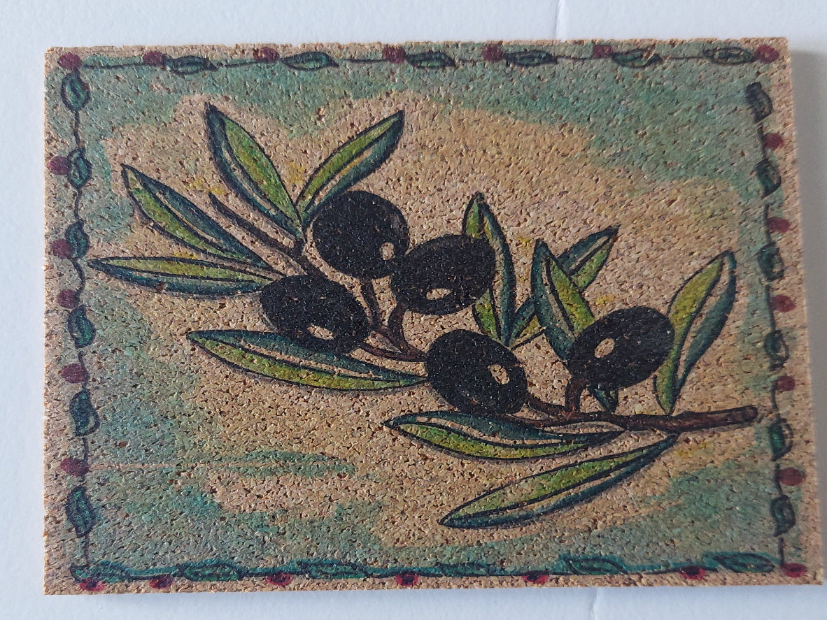 Handmade Cork Coaster Set with Unique Icon Designs