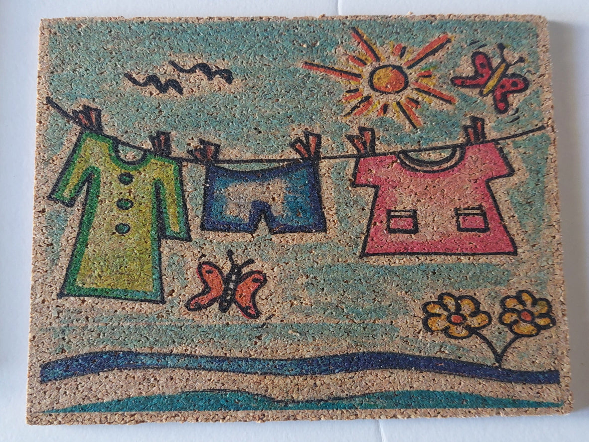 Handmade Cork Coaster Set with Unique Icon Designs