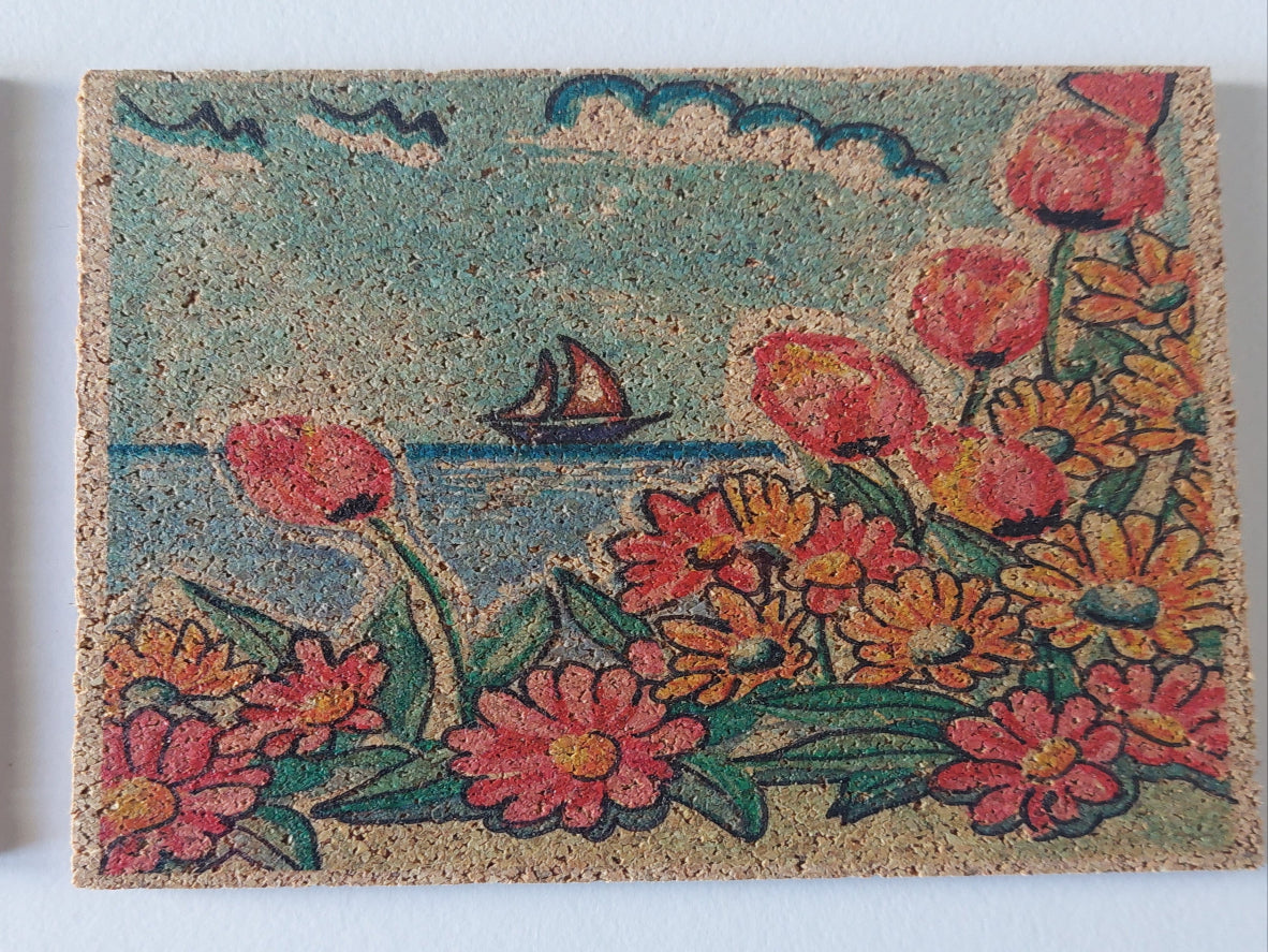 Handmade Cork Coaster Set with Unique Icon Designs
