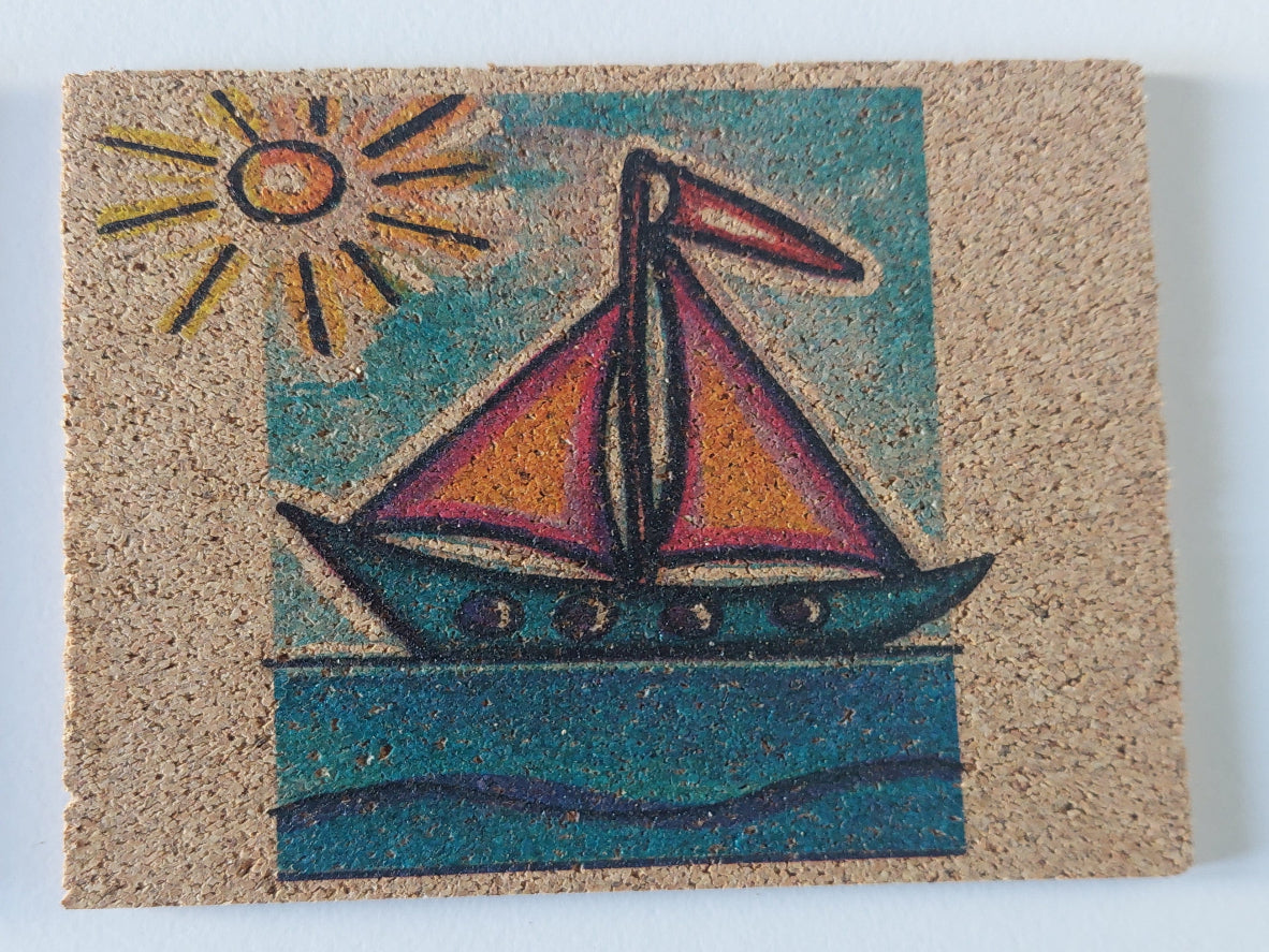 Handmade Cork Coaster Set with Unique Icon Designs