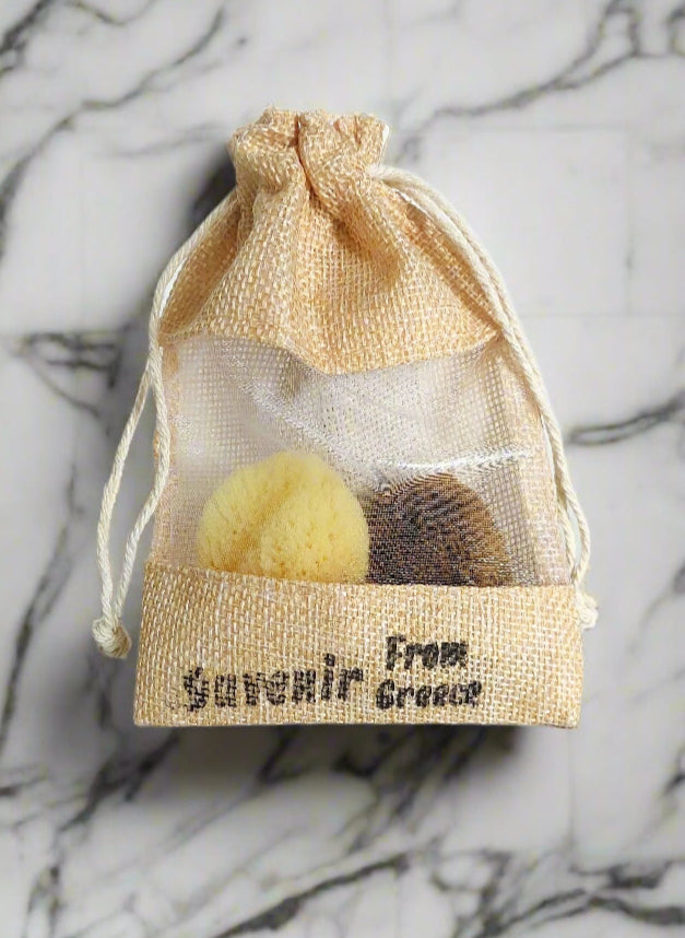 Natural Honeycomb Sponge Set – 2 Premium Mini Sponges (2-2.5 inches) in Pouch