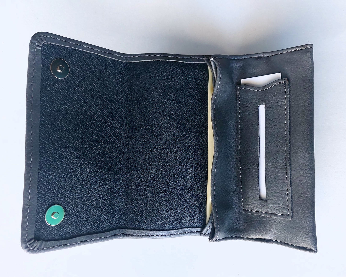 Handmade Tobacco Pouch with Latex Lining – Vegan Leather – Durable & Stylish – Black / Grey / Olive - GreekproducTreasures